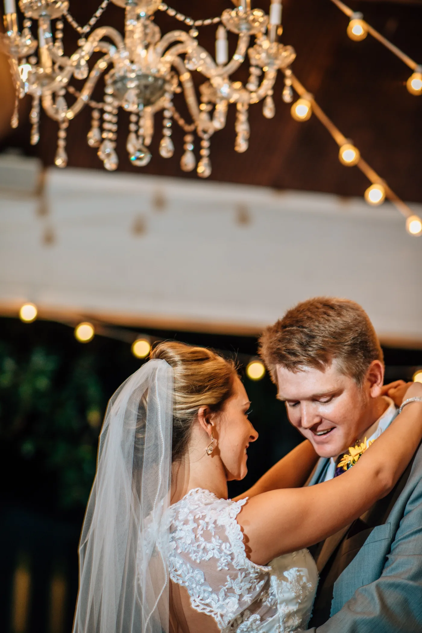 Happily dancing first dance