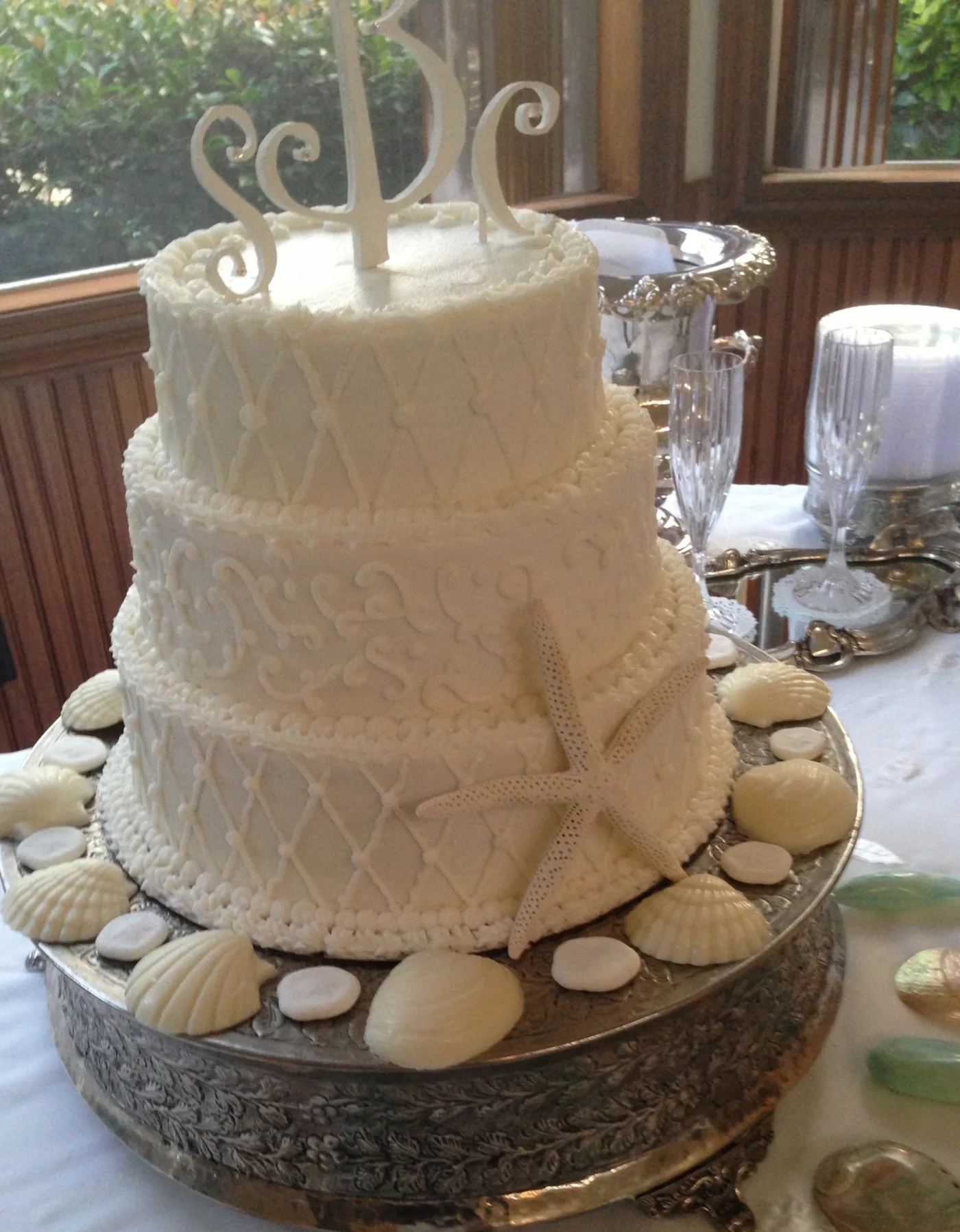 Beach Decorated Wedding Cake